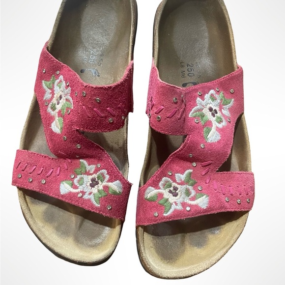Birkenstock Betula Flora Embroidered Pink Sandals UK Size 39.5 US 8.5 - Picture 1 of 4